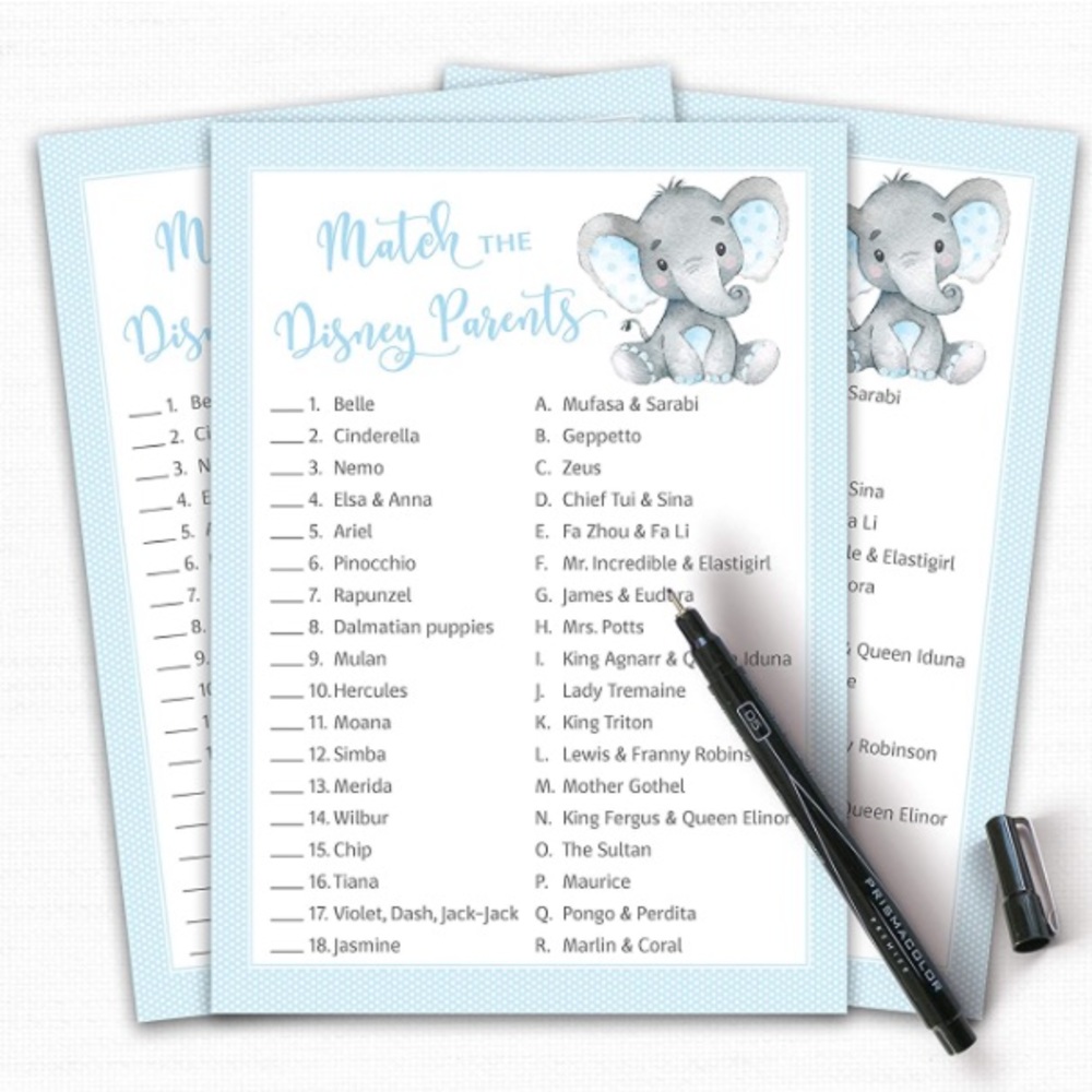 NWT Disney Baby shower game match the parents